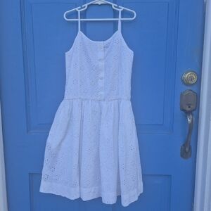 White Sleeveless Eyelet Dress